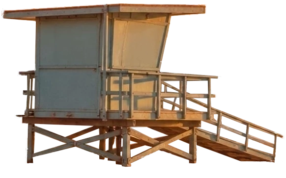 A pastel California lifeguard tower.